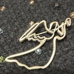 Camco Sterling Flying Angel blowing trumpet vintage Brooch/Pin-2 “x 1 1/8”